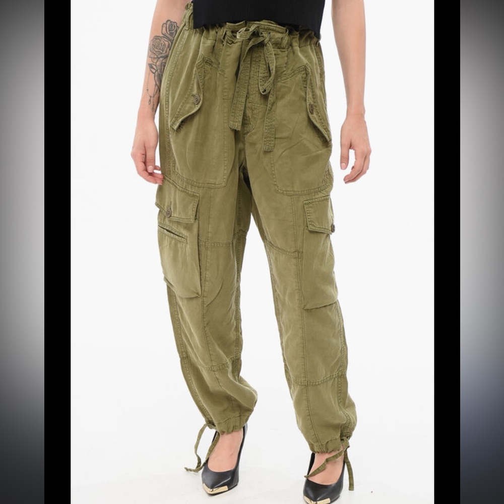 POLO RALPH LAUREN Runway Line Linen Blend Twill Cargo Pant in Army Green Sz 6 - Picture 2 of 14